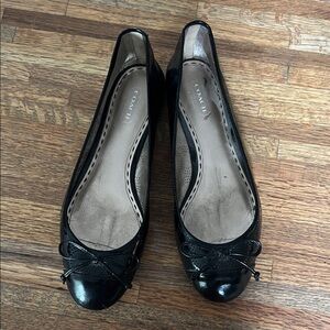 Coach Black Leather Flats with Bow